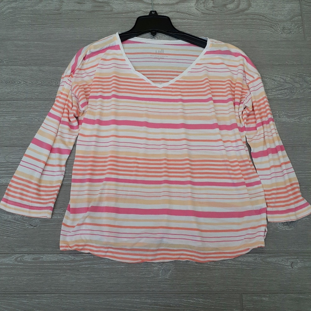 3 for $20 J Jill womens pink stripe V neck blouse